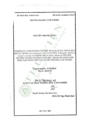 Luận văn thạc sĩ nghiên cứu ảnh hưởng của một số loại rừng trồng keo keo lá tràm a auriculiformis keo tai tượng a mangium keo lai và thông nhựa đến môi trường tại một số tỉnh vùng bắc trung bộ nhắm góp phần xây dựng tiêu chuẩn môi trường
