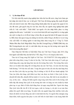 Luận văn tốt nghiệp chiến lược việc thúc đẩy xuất khẩu thủy sản sang hàn quốc tại công ty tnhh xnk thủy sản hải dương