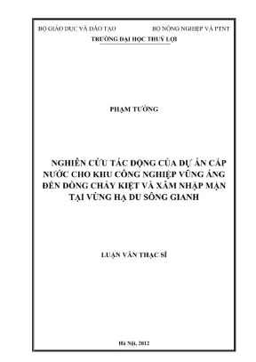 Luận văn thạc sĩ quy hoạch và quản lý tài nguyên nước nghiên cứu tác động của dự án chuyển nước từ lưu vực sông rào trổ sang lưu vực sông trí cấp nước cho khu công nghiệp vũng áng đến vùng chảy kiệt và tình hình xâm nhập mặn tại vùng hạ du sông chanh