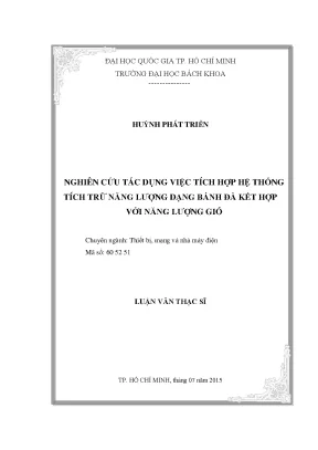 Luận văn thạc sĩ thiết bị mạng và nhà máy điện nghiên cứu tác dụng việc tích hợp hệ thống tích trữ năng lượng dạng bánh đà kết hợp với năng lượng gió