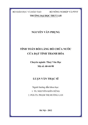 Luận văn thạc sĩ thủy văn học tính toán bồi lắng hồ chứa nước cửa đạt tỉnh thanh hóa