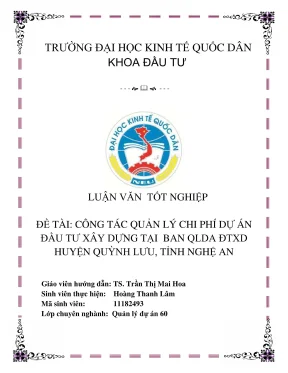 Luận văn tốt nghiệp hoàn thiện công tác quản lý chi phí dự án đầu tư xây dựng tại ban qlda đtxd huyện quỳnh lưu tinh nghệ an