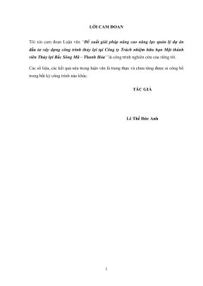 Luận văn thạc sĩ quản lý xây dựng đề xuất giải pháp nâng cao năng lực quản lý dự án đầu tư xây dựng công trình tại công ty thủy lợi bắc sông mã thanh hóa