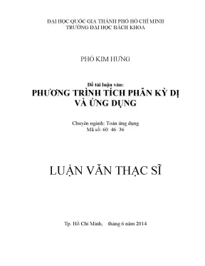 Luận văn thạc sĩ toán ứng dụng phương trình tích phân kỳ dị và ứng dụng
