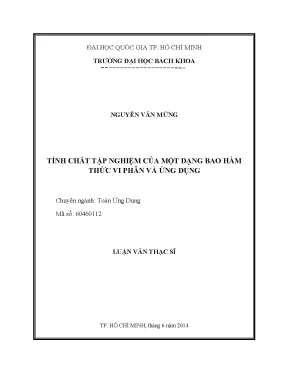 Luận văn thạc sĩ toán ứng dụng tính chất tập nghiệm của một dạng bao hàm thức vi phân và ứng dụng