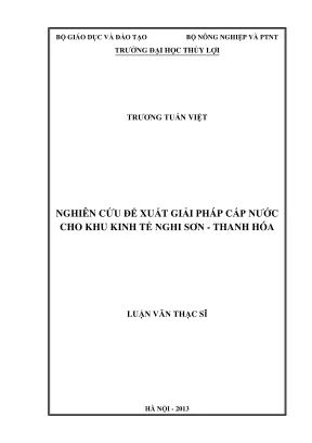 Luận văn thạc sĩ quy hoạch và quản lý tài nguyên nước nghiên cứu đề xuất giải pháp cấp nước cho khu kinh tế nghi sơn thanh hóa