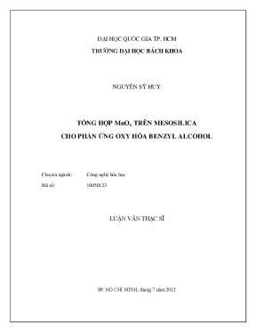 Luận văn thạc sĩ công nghệ hóa học tổng hợp mnox trên mesosilica cho phản ứng oxi hóa benzyl alcohol