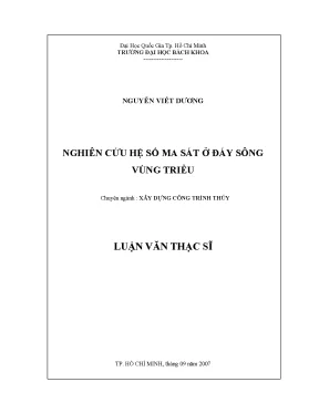Luận văn thạc sĩ kỹ thuật xây dựng nghiên cứu hệ số ma sát ở đáy sông vùng triều