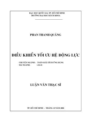 Luận văn thạc sĩ toán ứng dụng điều khiển tối ưu hệ động lực