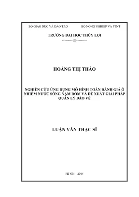Luận văn thạc sĩ khoa học môi trường nghiên cứu ứng dụng mô hình toán đánh giá ô nhiễm nước sông nậm rốm và đề xuất giải pháp quản lý bảo vệ