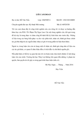 Luận văn thạc sĩ kĩ thuật môi trường nghiên cứu thực nghiệm xử lý nước thải làng nghề sản xuất miến cự đà bằng bãi lọc trồng cây