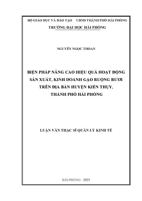 Luận văn thạc sĩ quản lý kinh tế biện pháp nâng cao hiệu quả hoạt động sản xuất kinh doanh gạo ruộng rươi trên địa huyện kiến thụy thành phố hải phòng