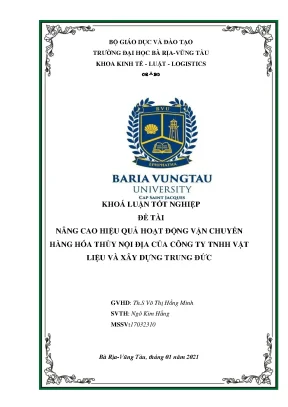 Luận văn tốt nghiệp nâng cao hiệu quả hoạt động vận chuyển hàng hóa thủy nội địa của công ty tnhh vật liệu và xây dựng trung đức