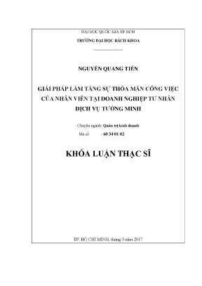 Luận văn thạc sĩ quản trị kinh doanh giải pháp làm tăng sự thỏa mãn công việc của nhân viên tại doanh nghiệp tư nhân dịch vụ tường minh