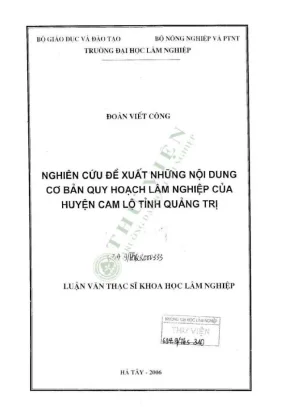 Luận văn thạc sĩ khoa học lâm nghiệp nghiên cứu đề xuất những nội dung cơ bản quy hoạch lâm nghiệp của huyện cam lộ tỉnh quảng trị