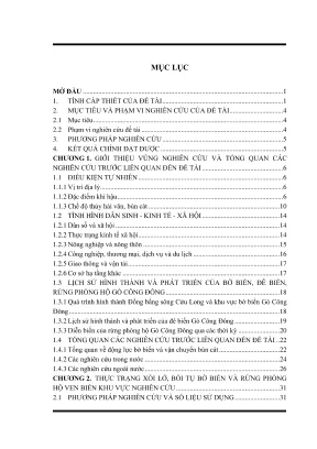 Luận văn thạc sĩ xây dựng công trình thủy nghiên cứu thực trạng và xác định nguyên nhân gây xói lở bờ biển gò công đông tỉnh tiền giang đề xuất giải pháp khắc phục