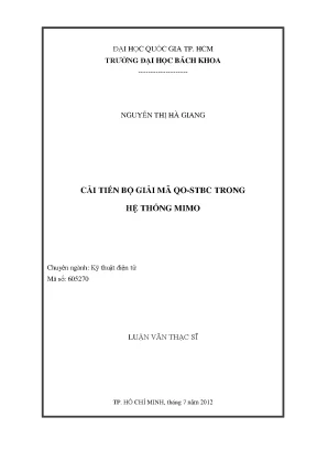 Luận văn thạc sĩ kỹ thuật điện tử cải tiến bộ giải mã qostbc trong hệ thống mimo