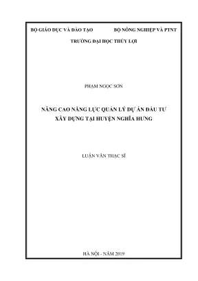 Luận văn thạc sĩ quản lý xây dựng nâng cao năng lực quản lý dự án đầu tư xây dựng tại huyện nghĩa hưng