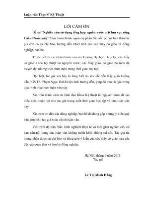Luận văn thạc sĩ quy hoạch và quản lý tài nguyên nước nghiên cứu sử dụng tổng hợp nguồn nước mặt sông cái phan rang