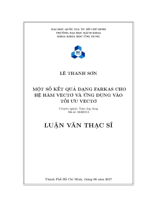 Luận văn thạc sĩ toán ứng dụng một số kết quả dạng farkas cho hệ hàm vector và ứng dụng vào tối ưu vectơ
