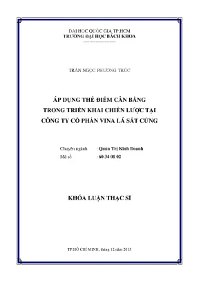 Luận văn thạc sĩ quản trị kinh doanh áp dụng thẻ điểm cân bằng trong triển khai chiến lược tại công ty cổ phần vina lá sắt cứng