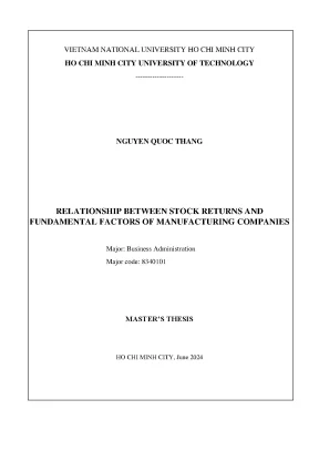 Luận văn thạc sĩ quản trị kinh doanh relationship between stock returns and fundamental factors of manufacturing companies
