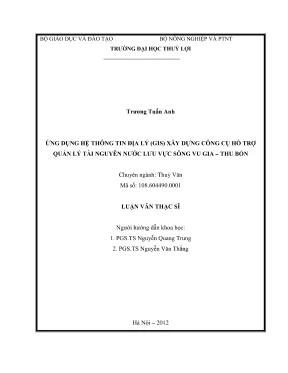 Luận văn thạc sĩ thủy văn học ứng dụng hệ thông tin địa lý gis xây dựng công cụ hỗ trợ quản lí tài nguyên nước