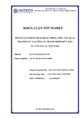 Luận văn một số giải pháp nhằm hoàn thiện công tác quản trị nhân sự tại công ty tư vấn đầu tư việt nam