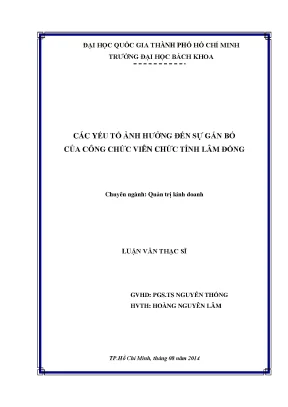 Luận văn thạc sĩ quản trị kinh doanh các yếu tố ảnh hưởng đến sự gắn bó của công chức viên chức tỉnh lâm đồng