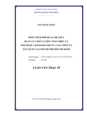 Luận văn thạc sĩ quản lý xây dựng phân tích mối quan hệ giữa quản lý chất lượng toàn diện và thành quả kinh doanh của các công ty xây dựng tại thành phố hồ chí minh