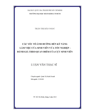 Luận văn thạc sĩ quản trị kinh doanh các yếu tố ảnh hưởng đến kỹ năng làm việc của sinh viên vừa tốt nghiệpđánh giá theo quan điểm của cựu sinh viên
