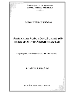Luận văn thạc sĩ thiết bị mạng và nhà máy điện điều khiển động cơ một chiều sử dụng mạng thần kinh nhân tạo