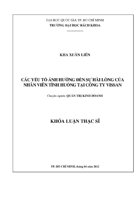 Luận văn thạc sĩ quản trị kinh doanh các yếu tố ảnh hưởng đến sự hài lòng của nhân viên tình huống tại công ty vissan