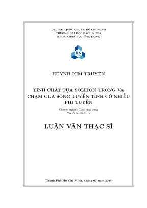 Luận văn thạc sĩ toán ứng dụng tính chất tựa soliton trong va chạm của sóng tuyến tính có nhiễu phi tuyến