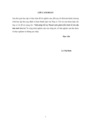 Luận văn thạc sĩ quản lý kinh tế giải pháp hỗ trợ thanh niên phát triển kinh tế trên địa bàn tỉnh sơn la