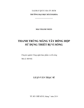 Luận văn thạc sĩ công nghệ thực phẩm thanh trùng măng tây đóng hộp sử dụng thiết bị vi sóng