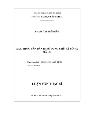 Luận văn thạc sĩ khoa học máy tính xác thực văn bản in sử dụng chữ ký số và mã qr