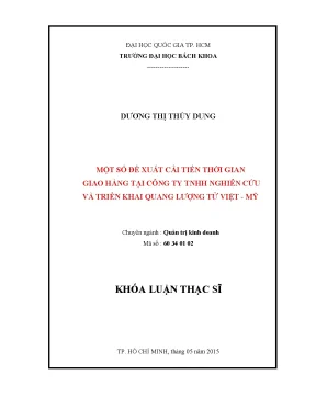 Luận văn thạc sĩ quản trị kinh doanh một số đề xuất cải tiến thời gian giao hàng tại công ty tnhh nghiên cứu và triển khai quang lượng tử việtmỹ