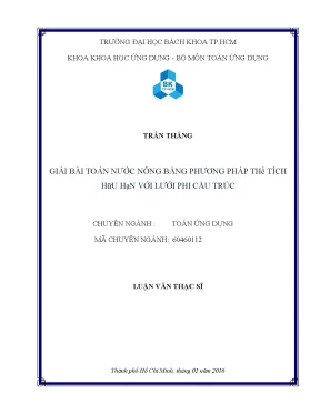 Luận văn thạc sĩ toán ứng dụng giải bài toán nước nông bằng phương pháp thể tích hữu hạn với lưới phi cấu trúc