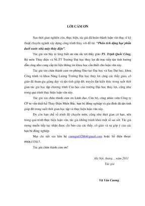 Luận văn thạc sĩ xây dựng công trình thủy phân tích động học phần dưới nước nhà máy thủy điện