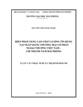 Luận văn thạc sĩ quản trị kinh doanh biện pháp nâng cao chất lượng tín dụng tại ngân hàng thương mại cổ phần ngoại thương việt nam chi nhánh nam hải phòng