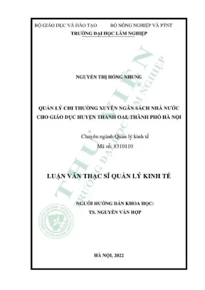 Luận văn thạc sĩ quản lý kinh tế quản lý chi thường xuyên ngân sách nhà nước cho giáo dục huyện thanh oai thành phố hà nội