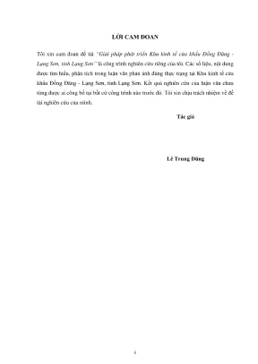 Luận văn thạc sĩ quản lý kinh tế giải pháp phát triển khu kinh tế cửa khẩu đồng đăng lạng sơn tỉnh lạng sơn