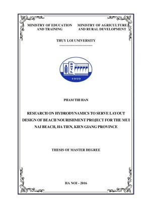 Luận văn thạc sỹ kỹ thuật và quản lý vùng ven biển research hydrodynamics to serve layout design of beach nourishment project for the mui nai beach ha tien kien giang province