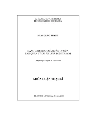 Luận văn thạc sĩ quản trị kinh doanh nâng cao hiệu quả quản lý của ban quản lý dự án lưới điện tp hồ chí minh