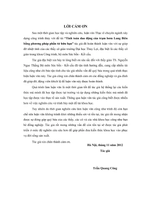 Luận văn thạc sĩ xây dựng công trình thủy tính toán dao động của trạm bơm long biên bằng phương pháp phần tử hữu hạn