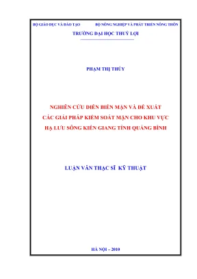 Luận văn thạc sĩ thủy văn học nghiên cứu diễn biến mặn và đề xuất các giải pháp kiểm soát mặn cho khu vực hạ lưu sông kiến giang tỉnh quảng bình