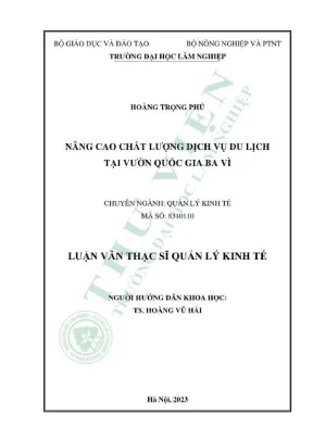 Luận văn thạc sĩ quản lý kinh tế nâng cao chất lượng dịch vụ du lịch tại vườn quốc gia ba vì