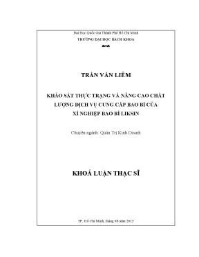Luận văn thạc sĩ quản trị kinh doanh khảo sát thực trạng và nâng cao chất lượng dịch vụ cung cấp bao bì của xí nghiệp bao bì liksin