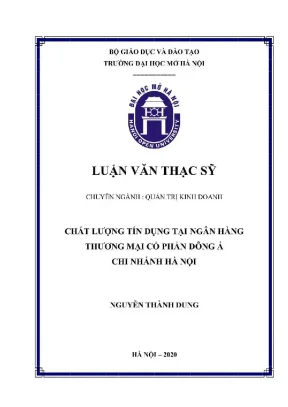 Luận văn thạc sĩ quản trị kinh doanh chất lượng tín dụng tại ngân hàng thương mại cổ phần đông á chi nhánh hà nội